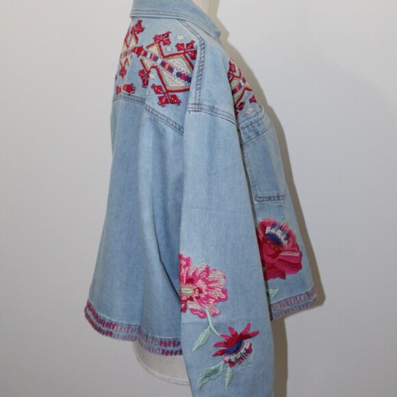 NWT Johnny Was Biya 3JWorkshop JWLA Embroidered Denim Jean Jacket Talulla - Picture 6 of 7